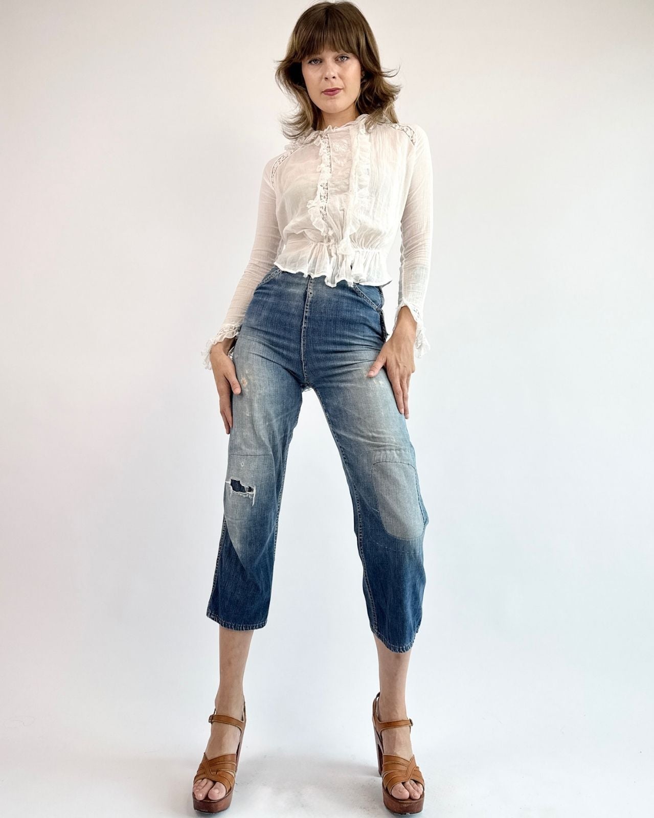 1950s The Wild One Patched Side Zip Jeans