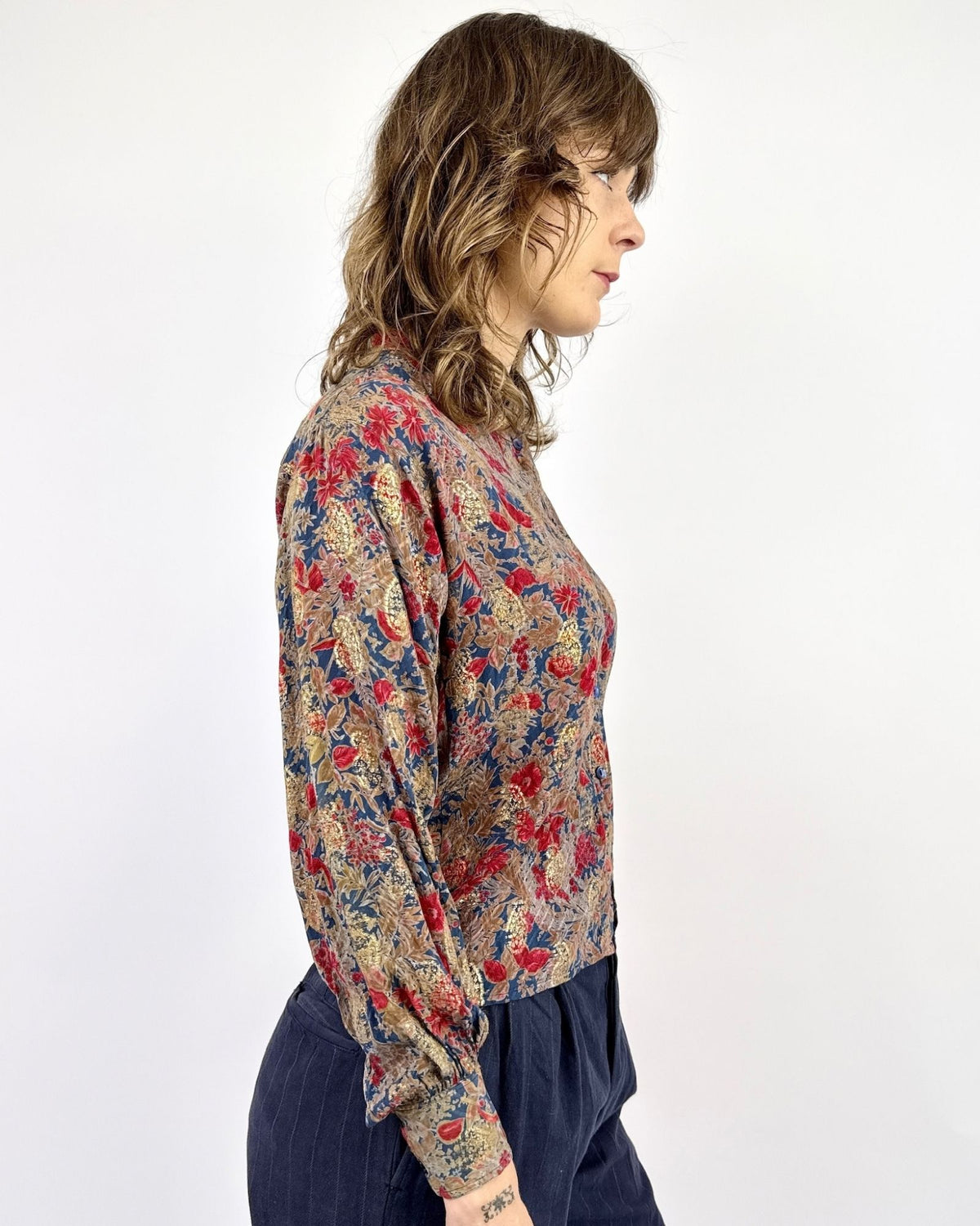 YSL 1970s Golden Petals Silk Blouse