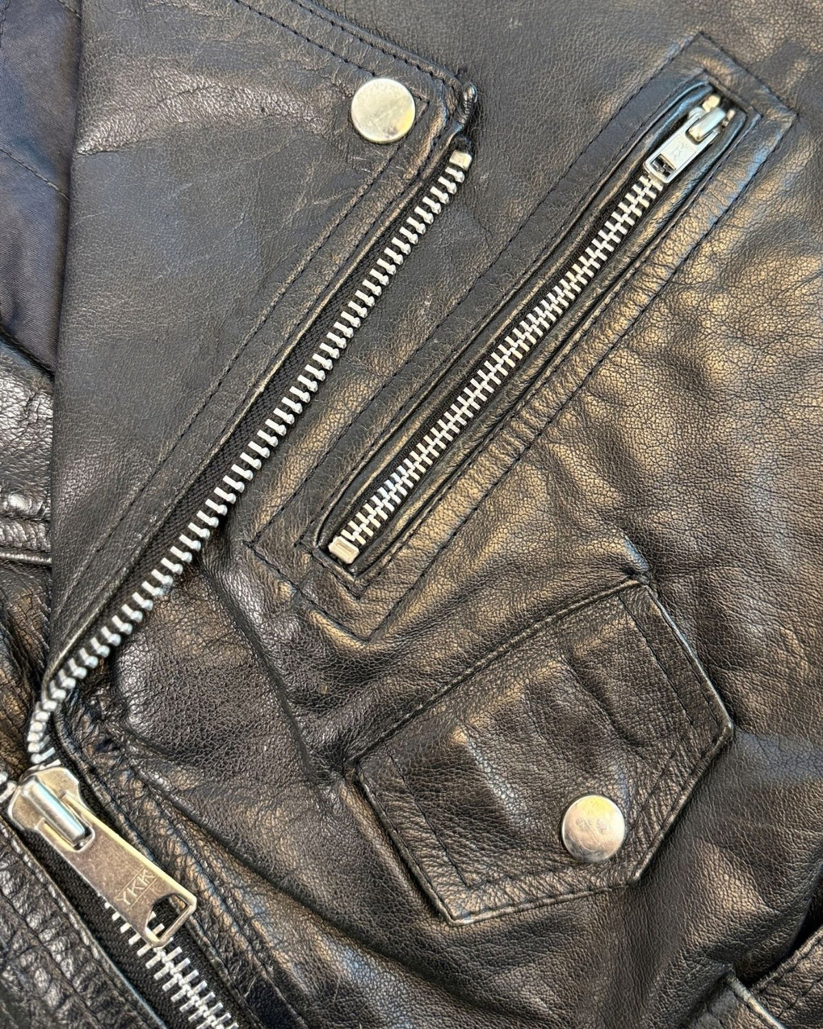 Cropped Leather Biker Jacket