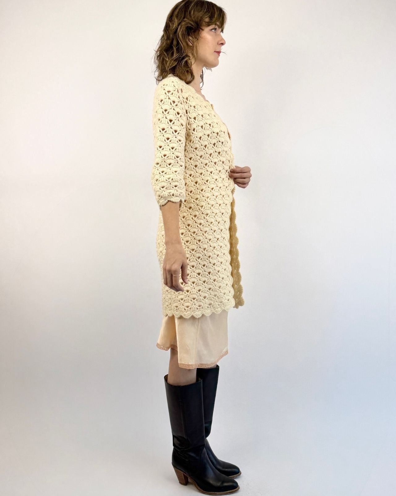 Cup of Tea Cream Crochet Sweater Jacket