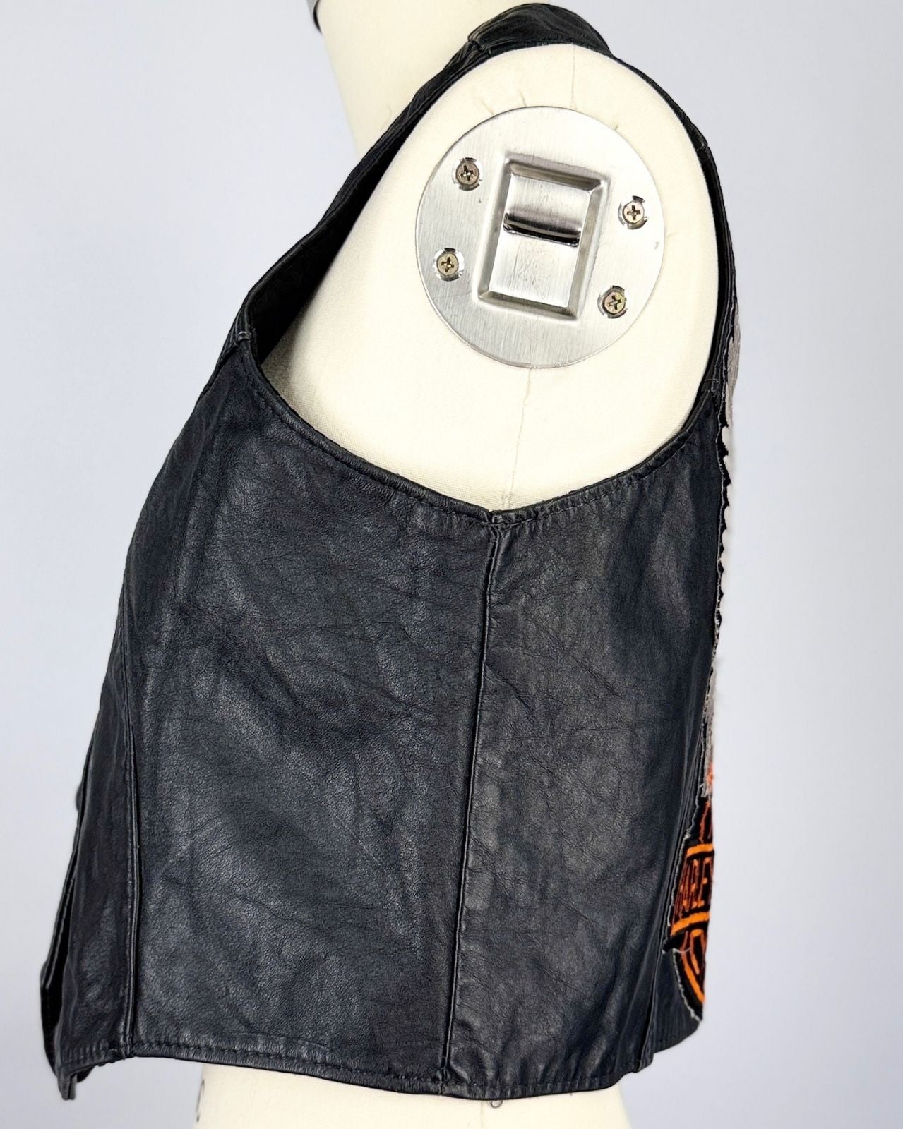 Harley Davidson Patched Black Leather Vest