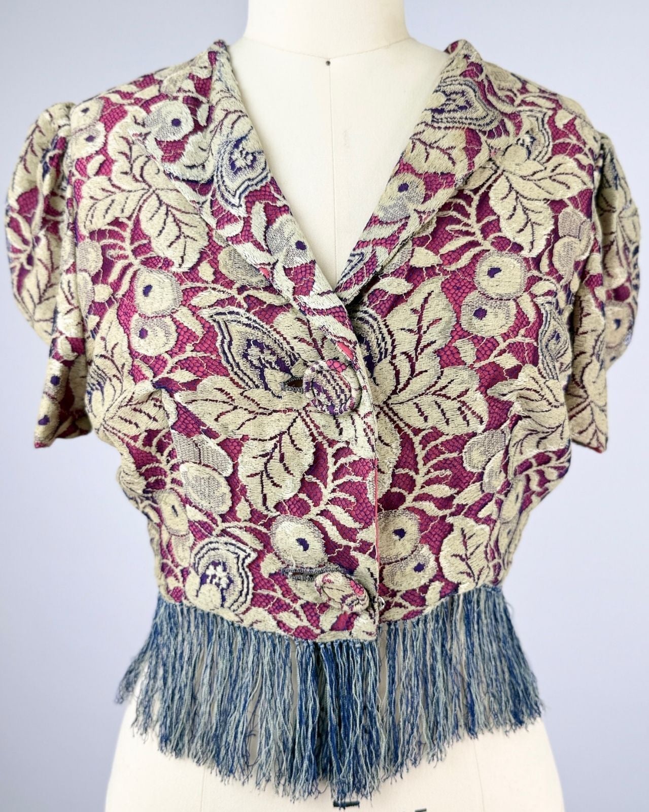 1930s Silk and Lace Fringe Top