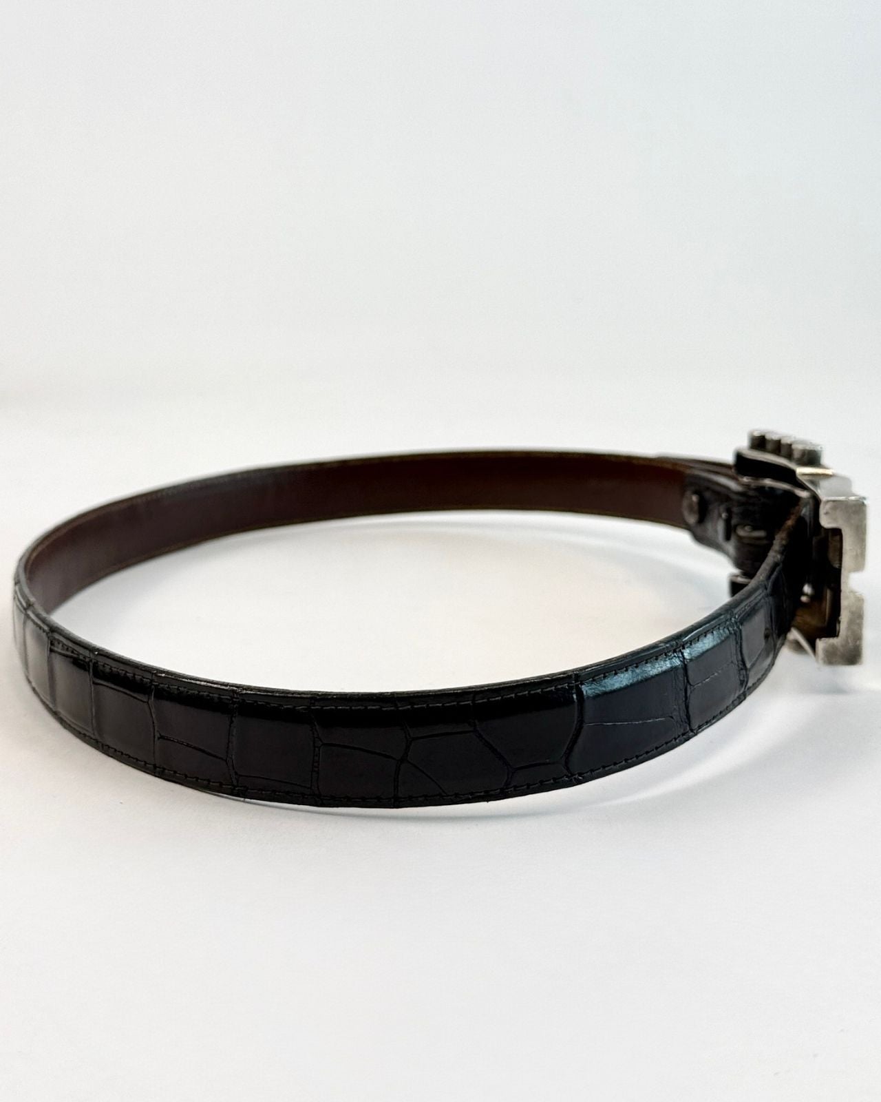 Silver Buckle Alligator Belt