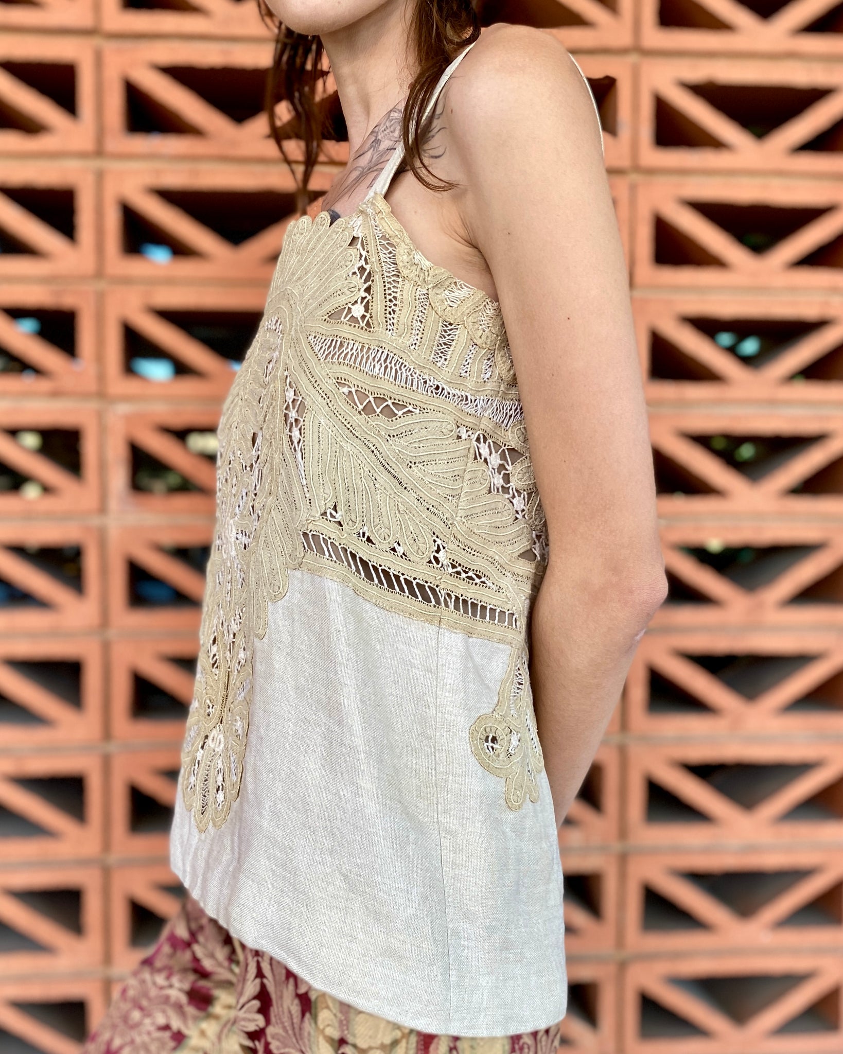 Dream Chaser Taupe Lace Tank Top