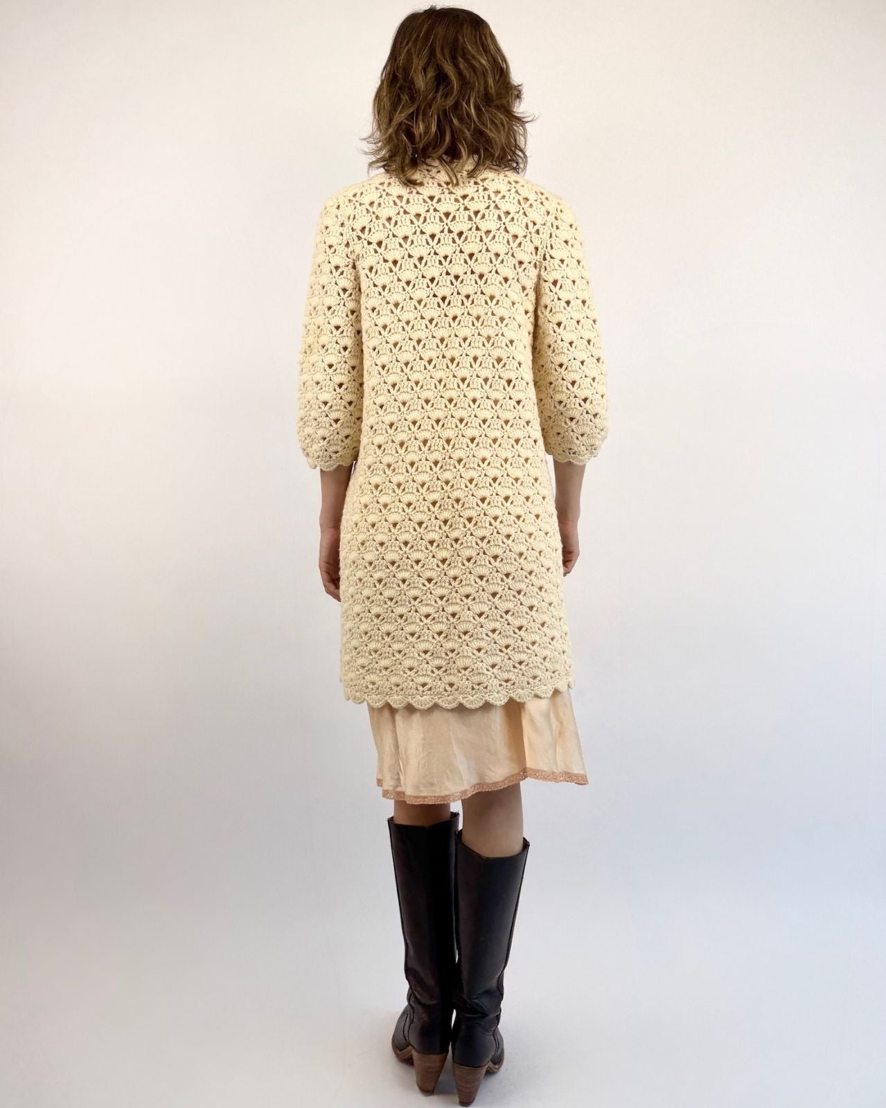 Cup of Tea Cream Crochet Sweater Jacket