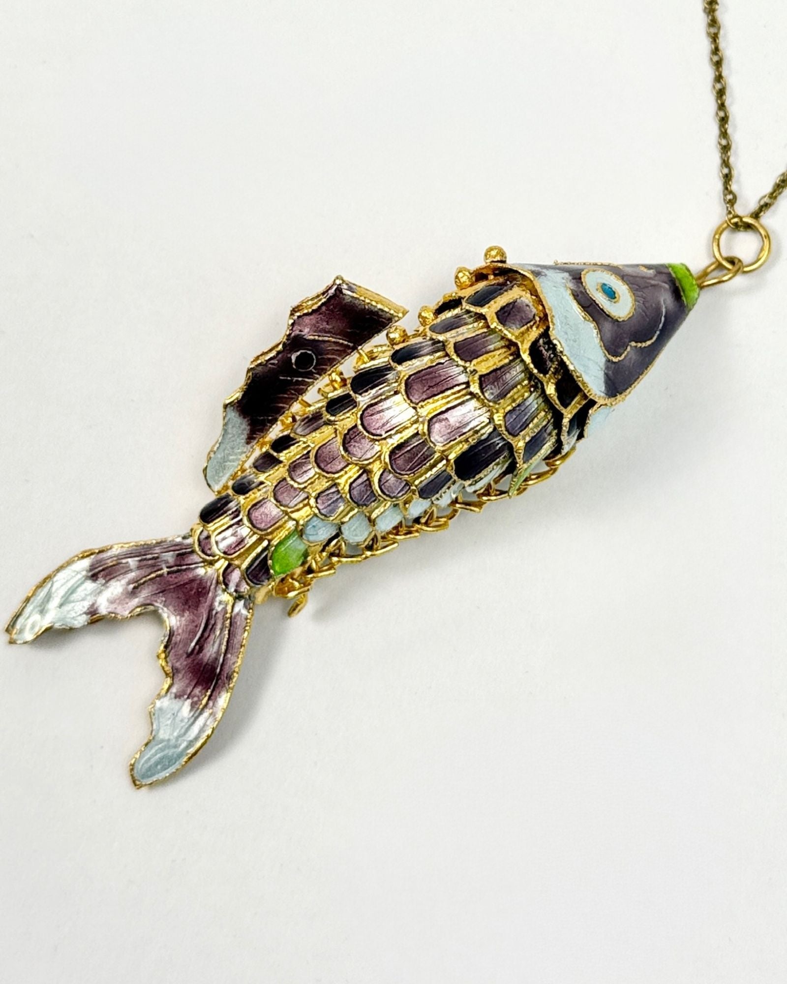 Cloissoné Small Articulated Fish Necklace