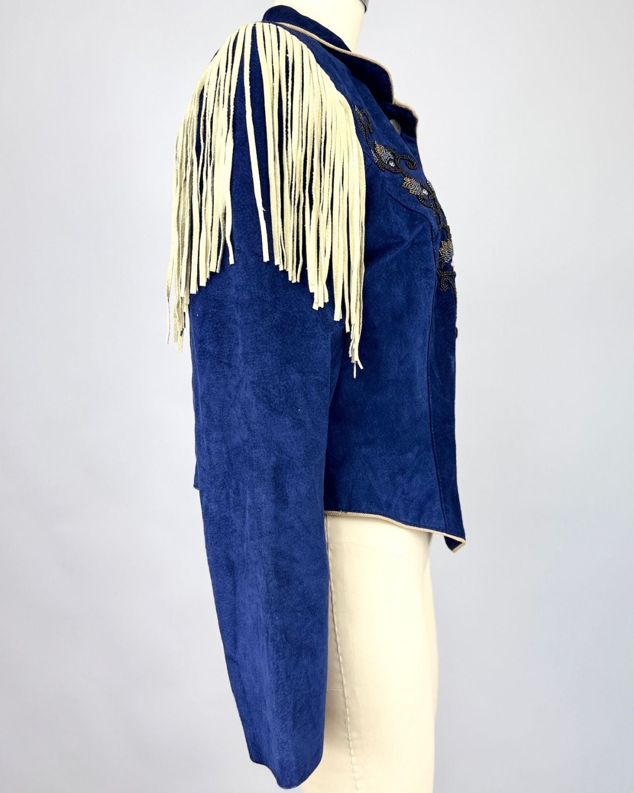 Frontier Indigo Suede Fringe Jacket