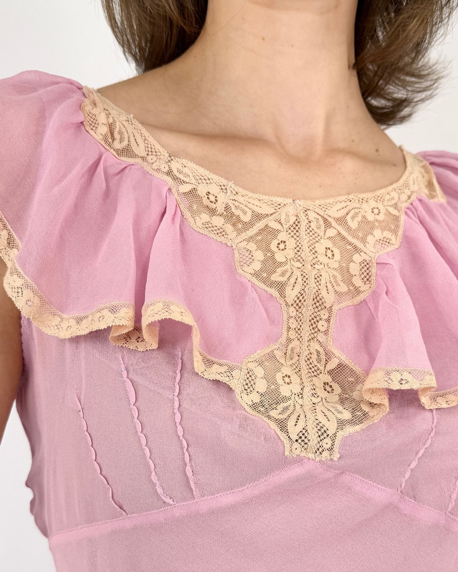 1930s Drop of Lilac Chiffon Silk Dress