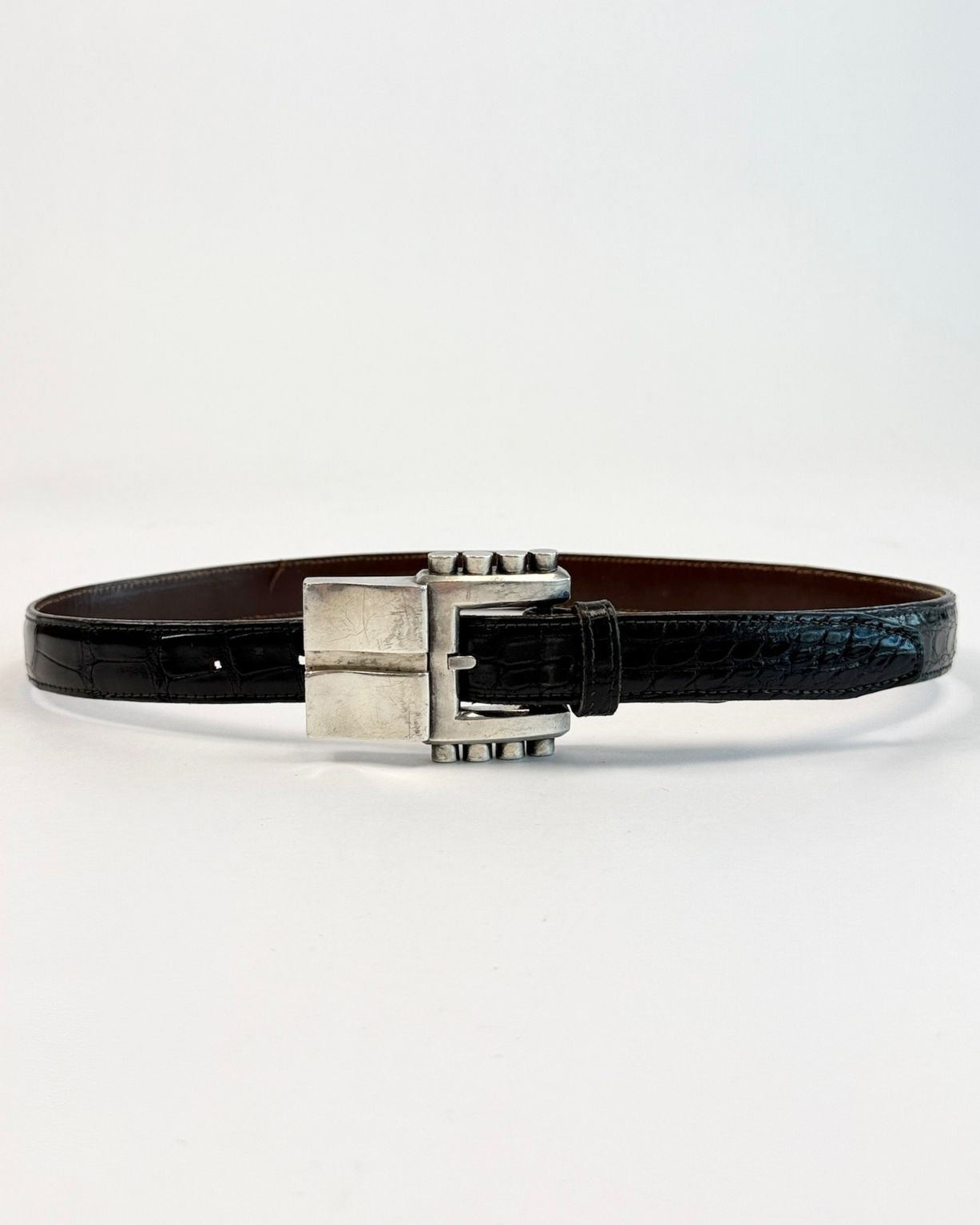 Silver Buckle Alligator Belt