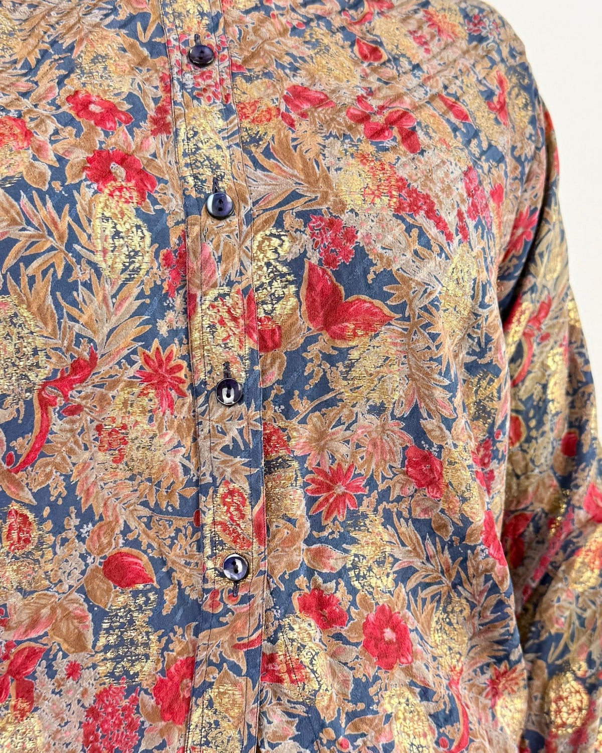 YSL 1970s Golden Petals Silk Blouse
