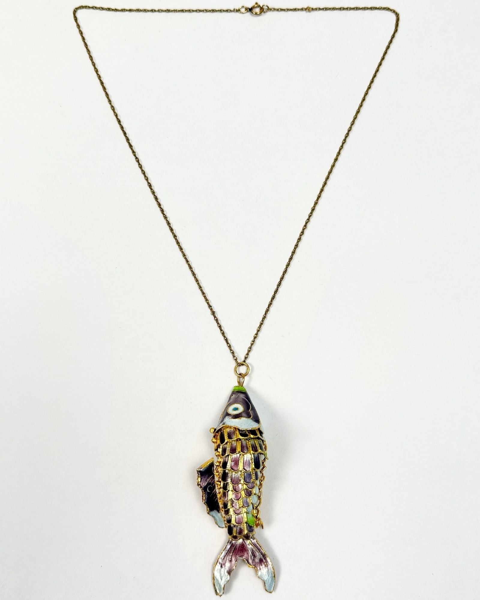 Cloissoné Small Articulated Fish Necklace