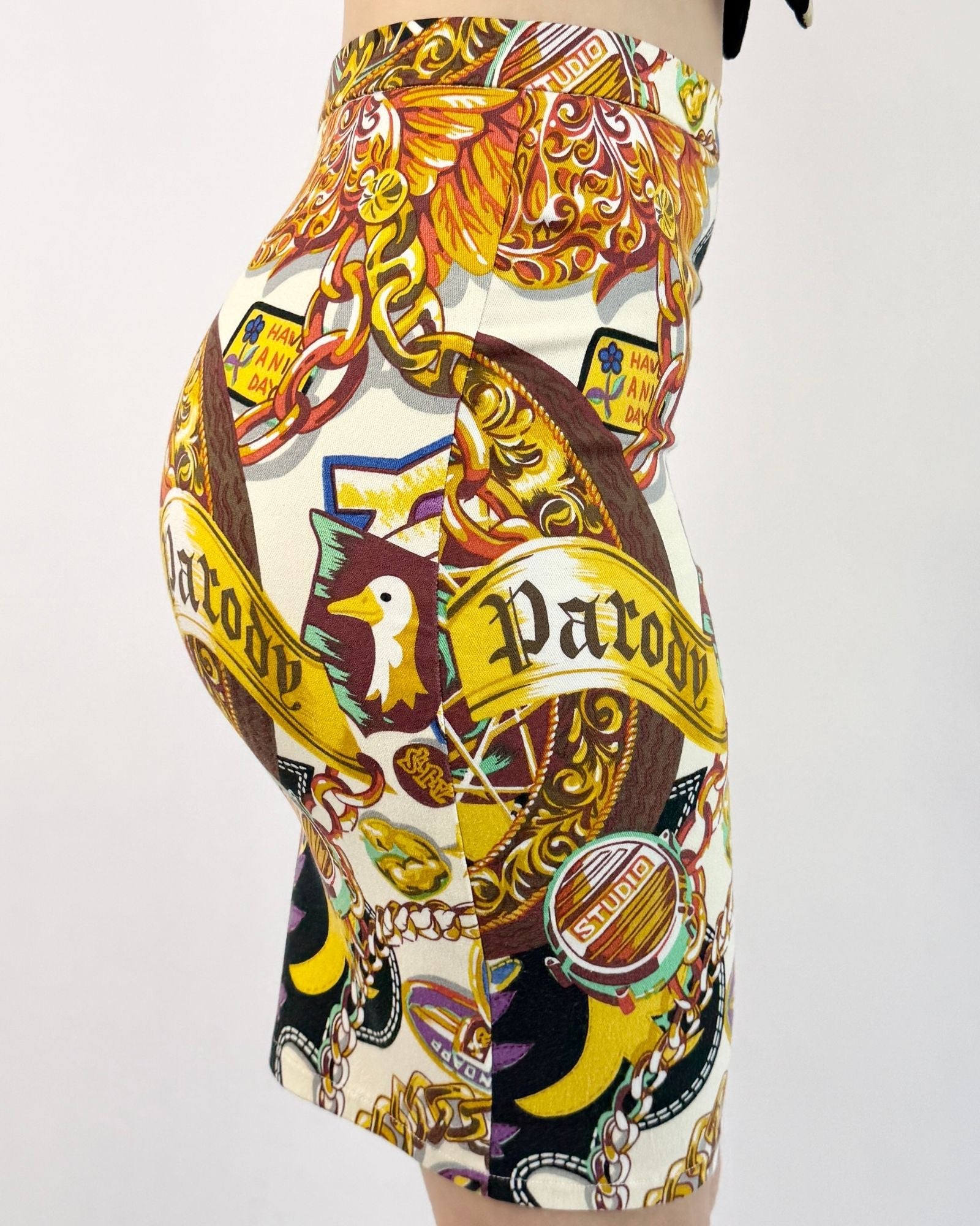 90's Kenzo Lock and Key Bandage Skirt