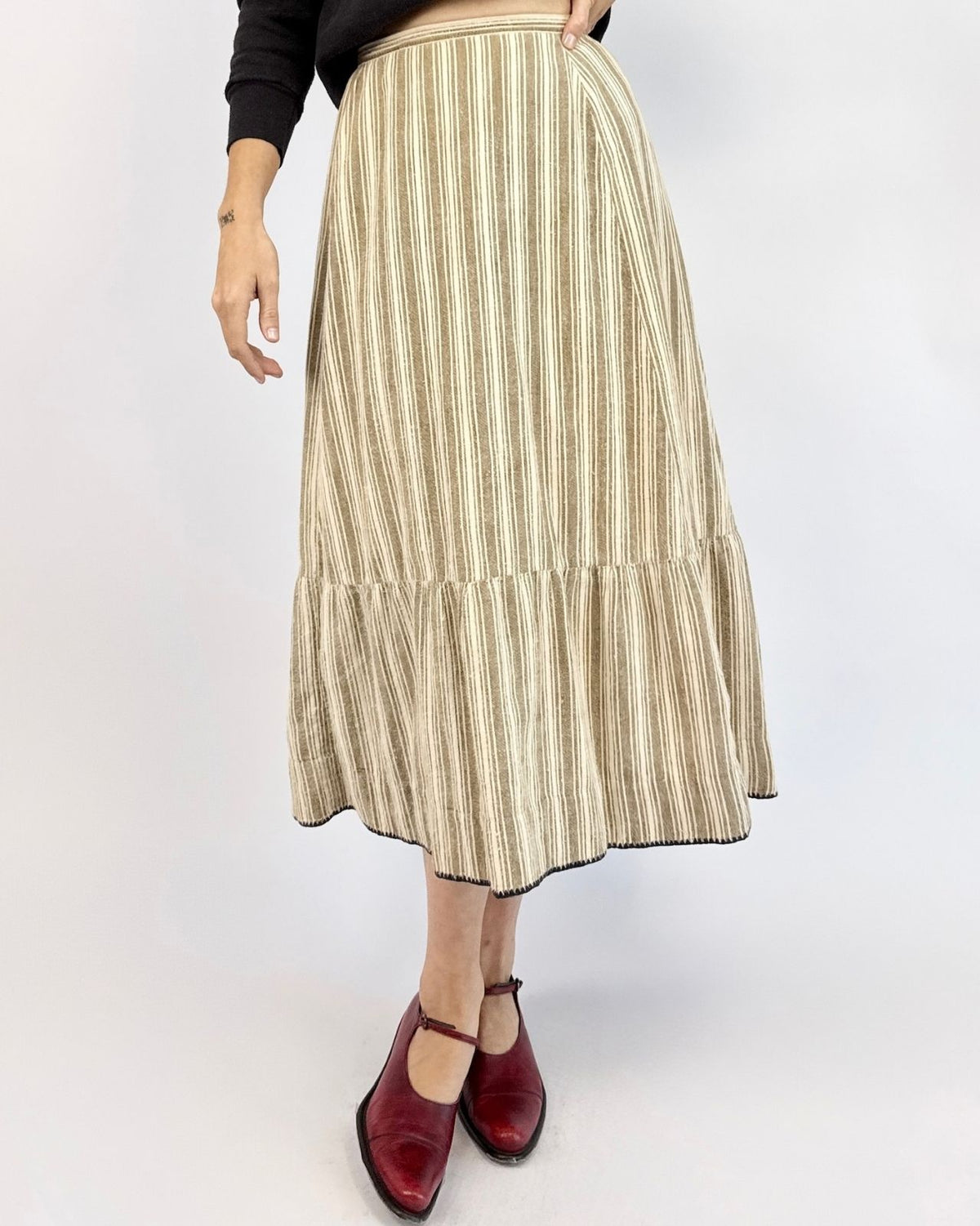 Edwardian Cozy Strolls Flannel Striped Skirt