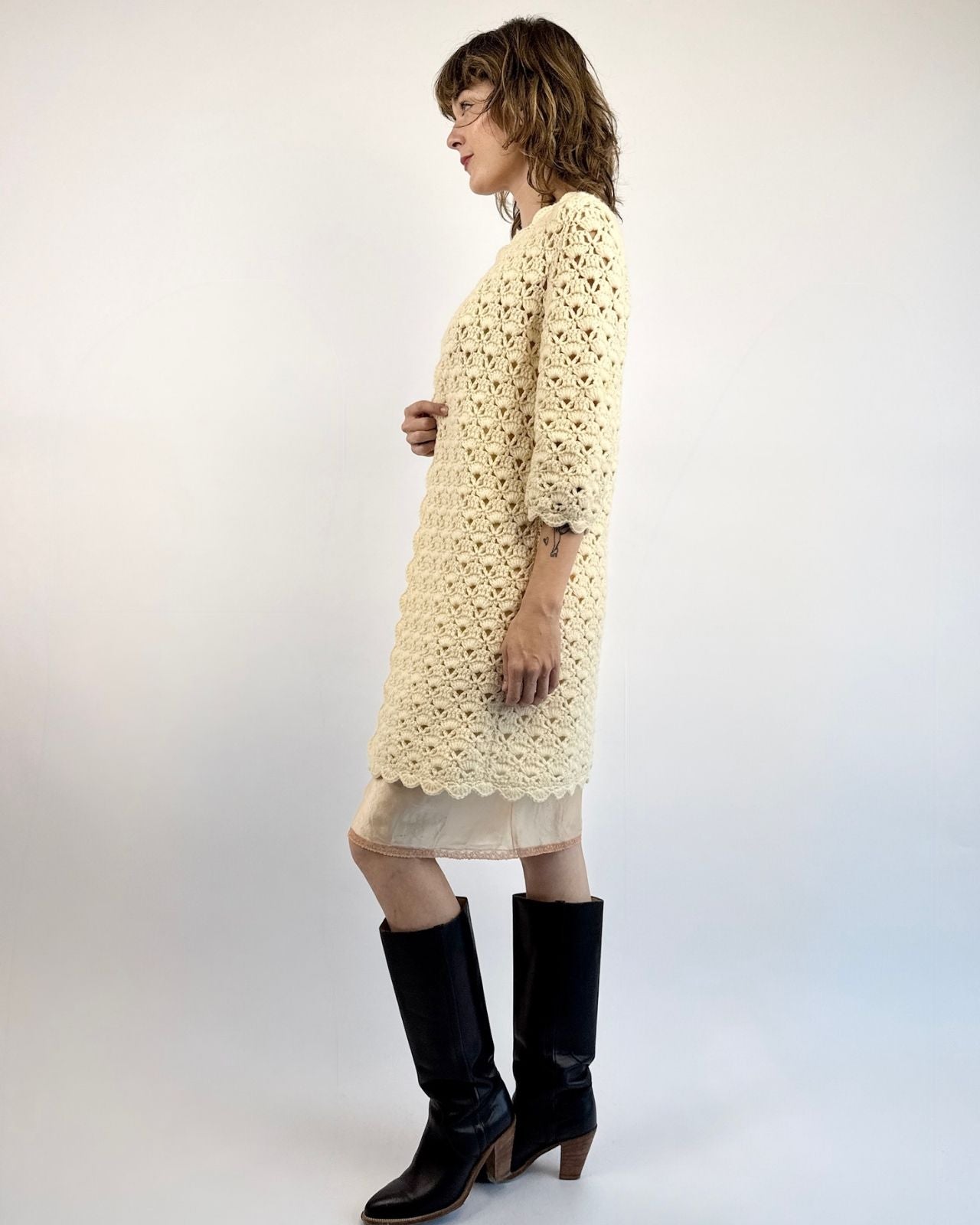 Cup of Tea Cream Crochet Sweater Jacket