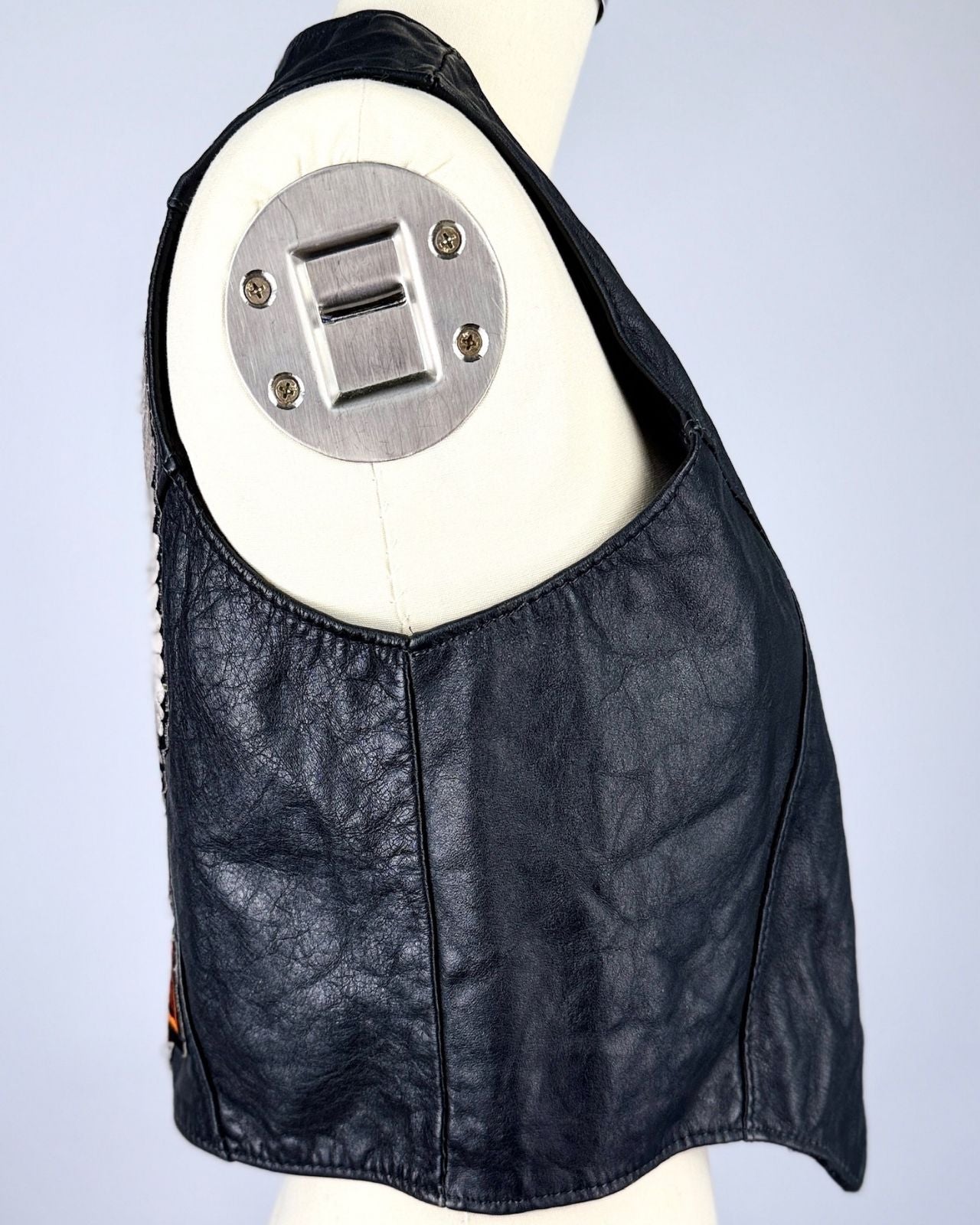 Harley Davidson Patched Black Leather Vest