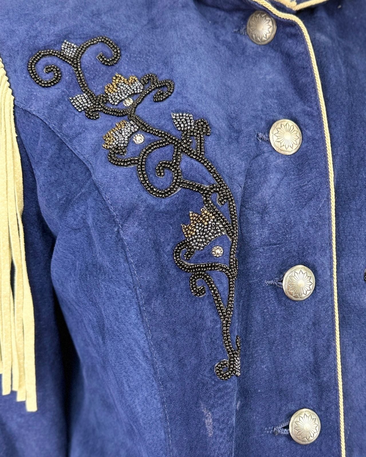 Frontier Indigo Suede Fringe Jacket