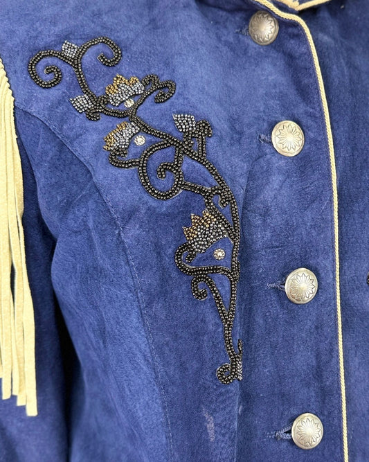 Frontier Indigo Suede Fringe Jacket