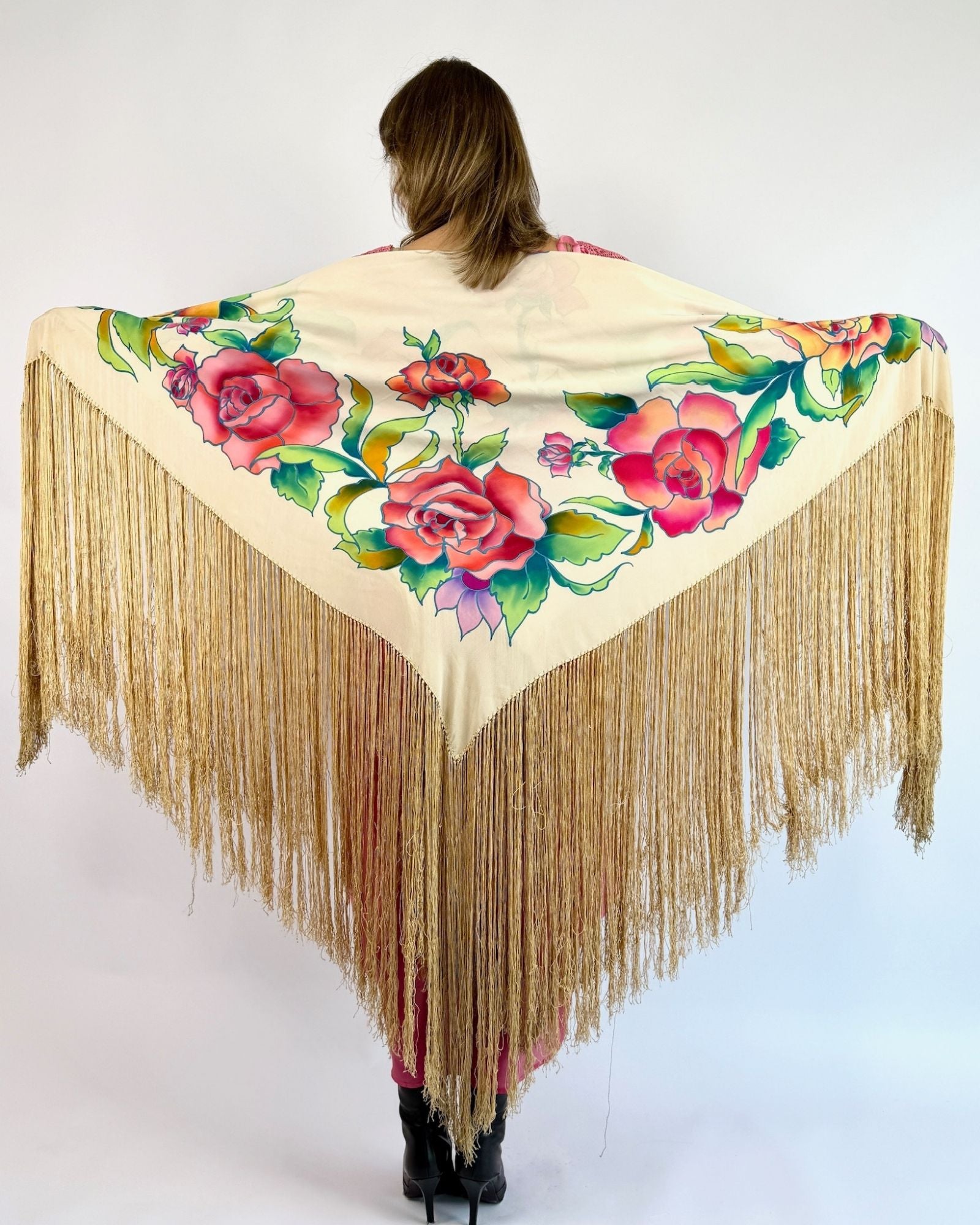 Candied Petals Silk Floral Piano Shawl