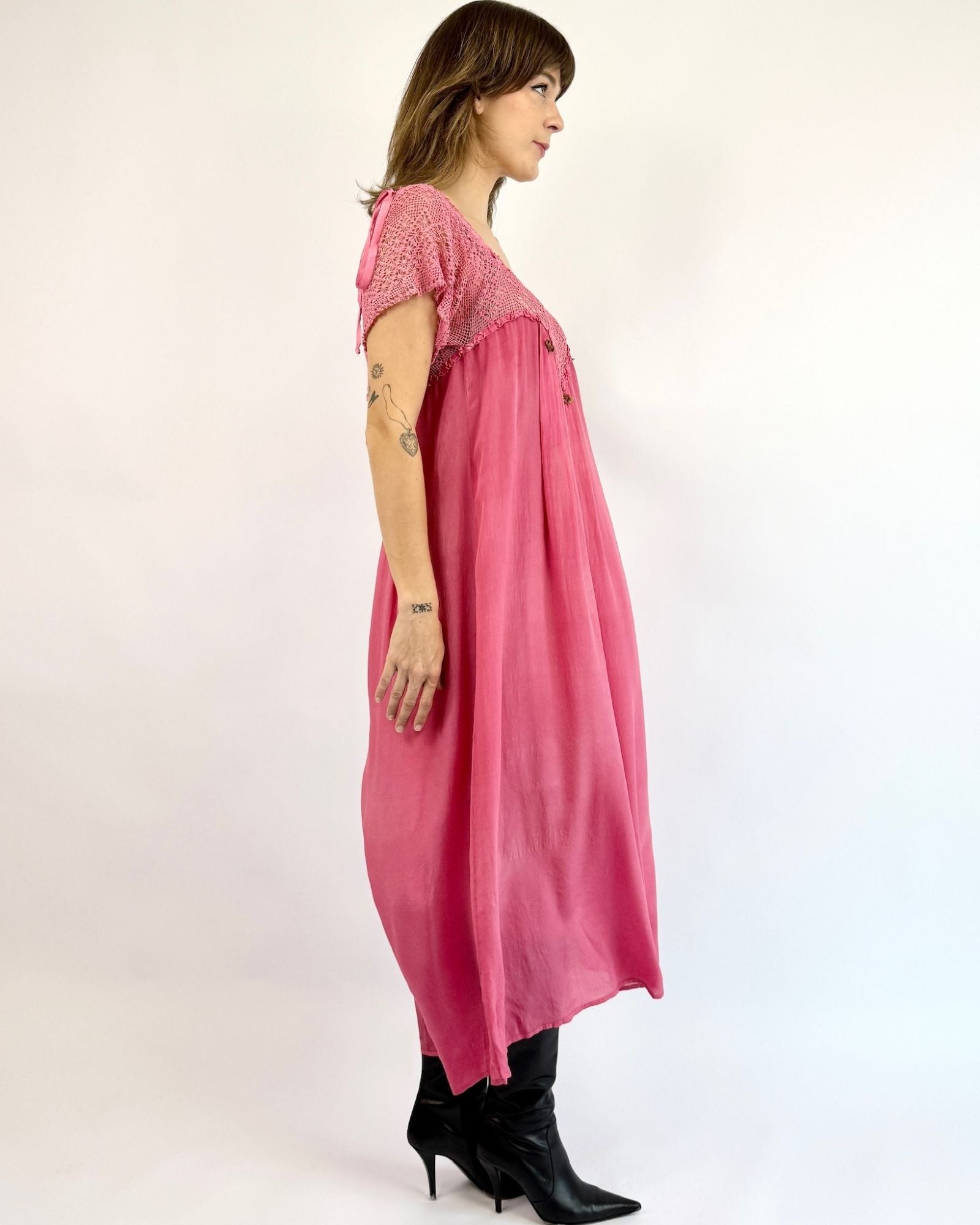1920s Sleepy Pink Over Dyed Slip Dress