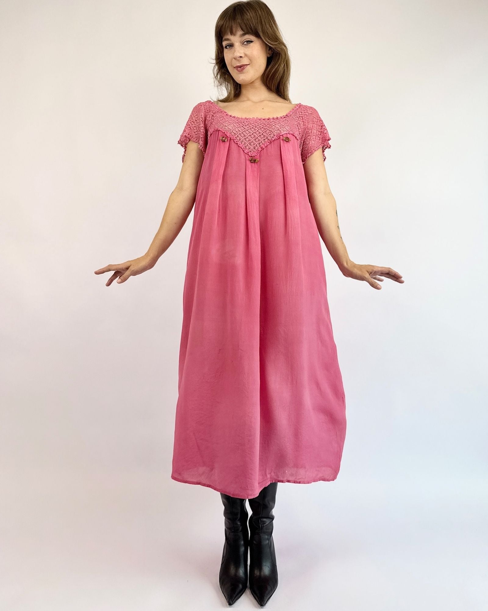 1920s Sleepy Pink Over Dyed Slip Dress