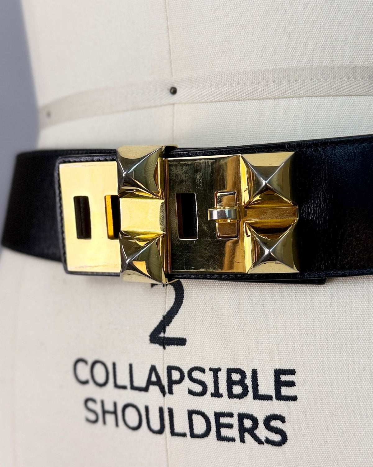 Black Leather Gold Studded Belt