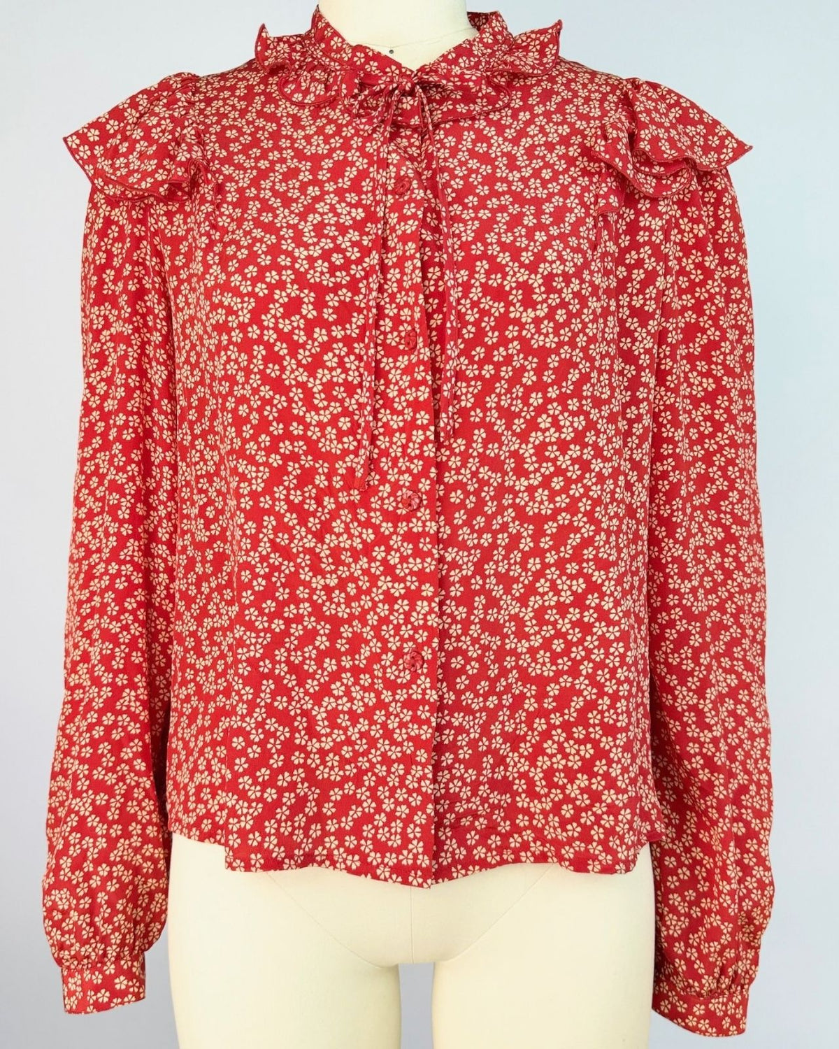 Carole Little Ruffle Silk Blouse
