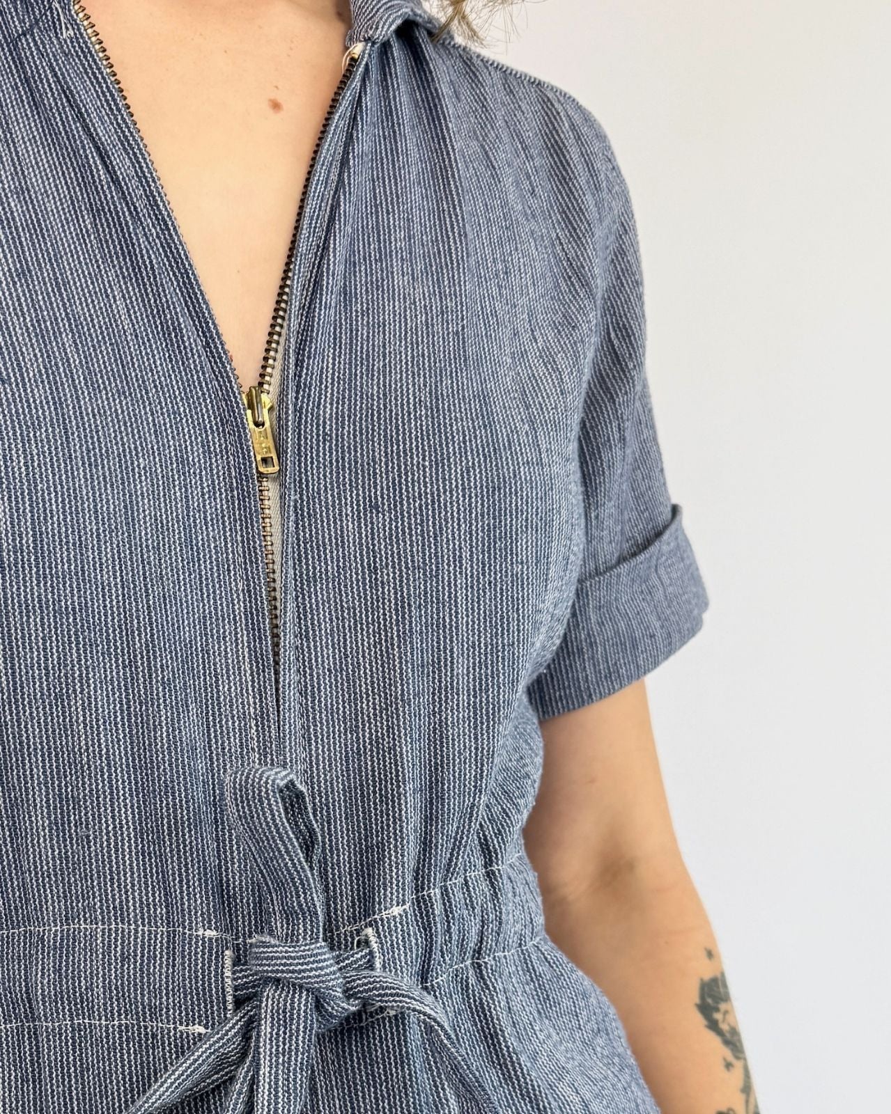 70s Sailing Away Striped Cotton Jumpsuit