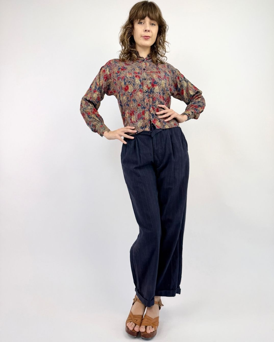 YSL 1970s Golden Petals Silk Blouse