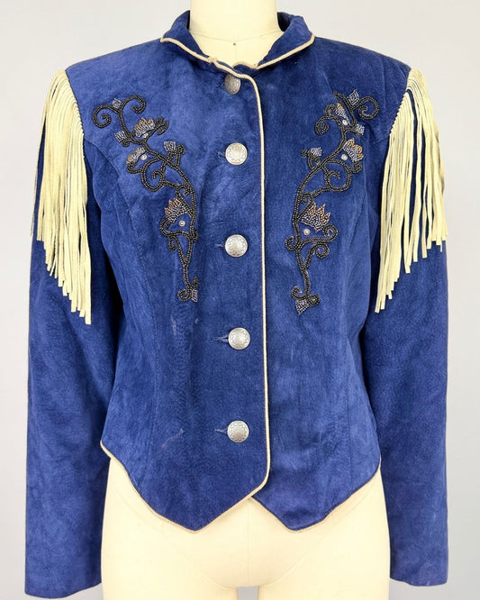 Frontier Indigo Suede Fringe Jacket