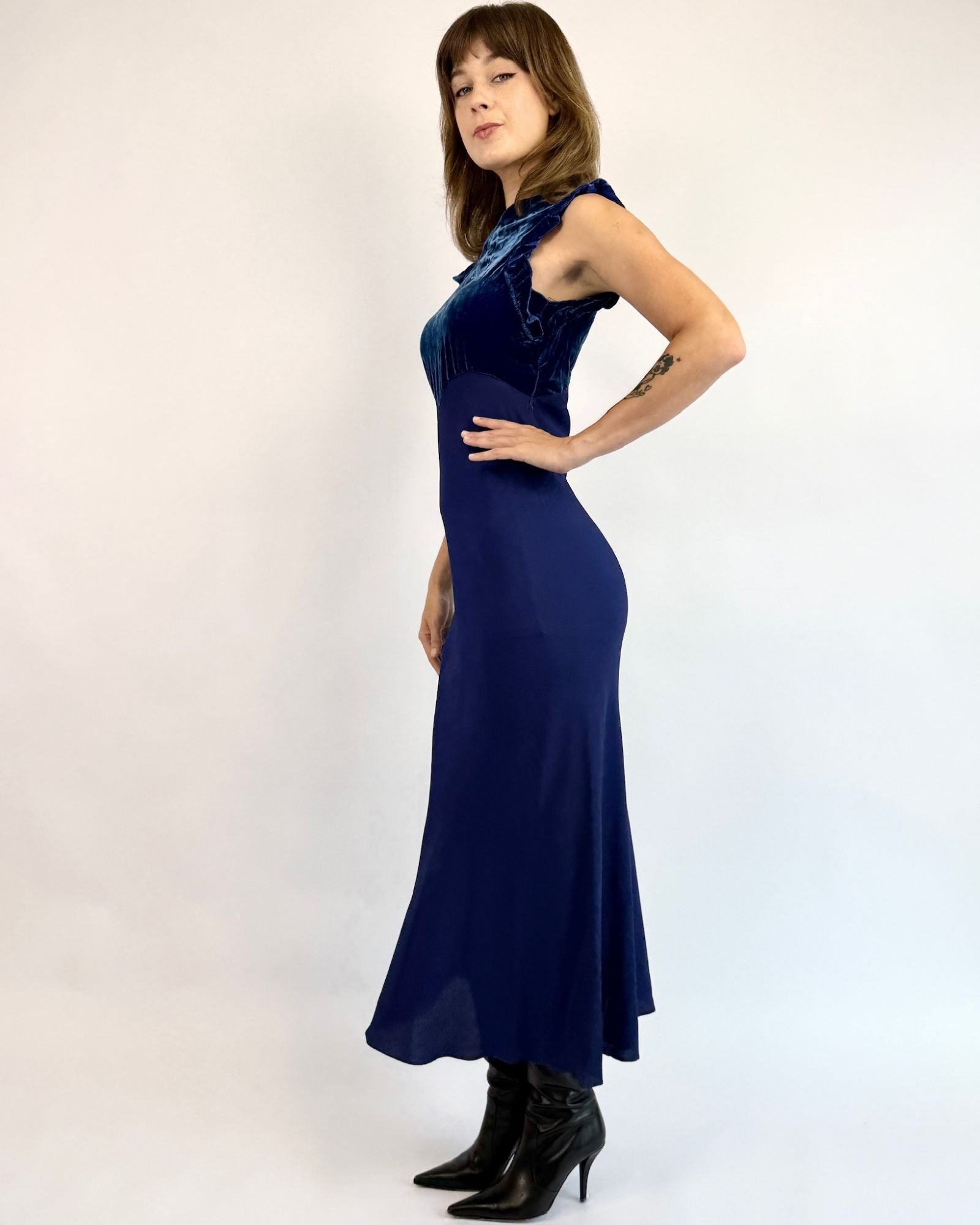 1930's Mad About Blue Silk Maxi Dress