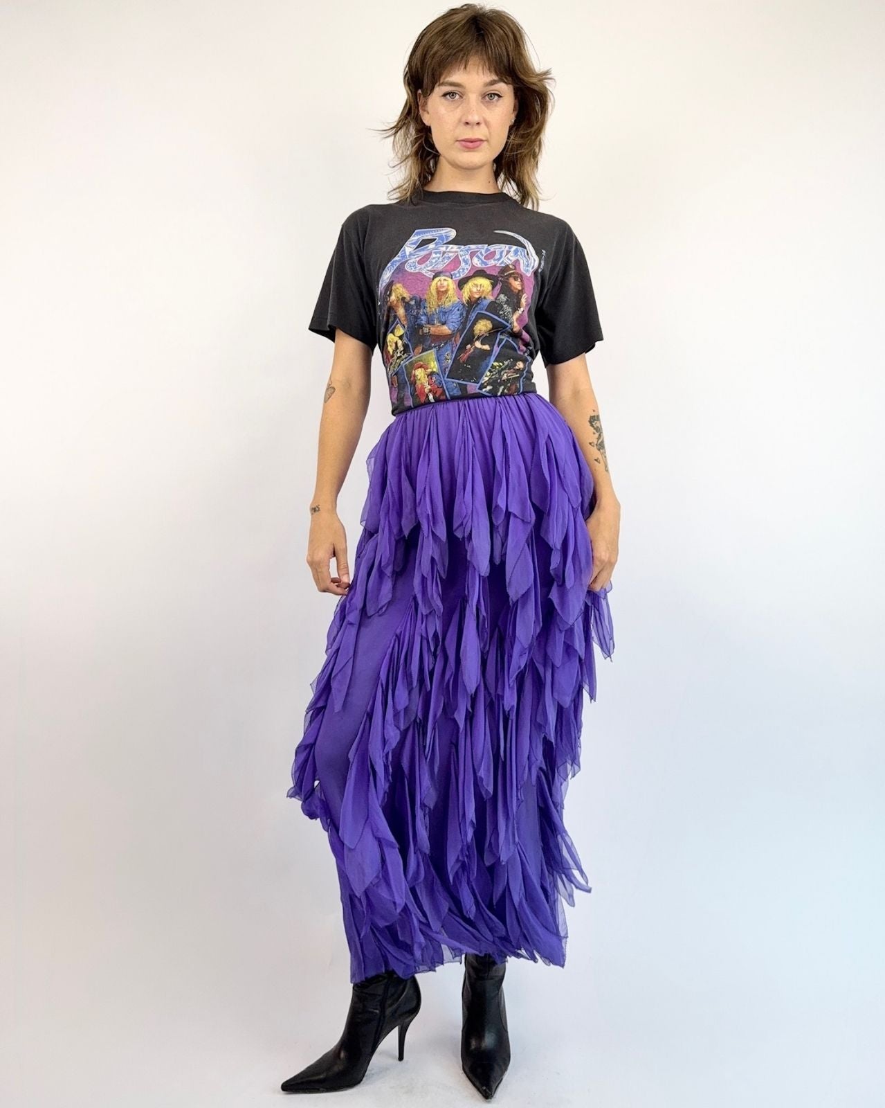 From The Vines Silk Chiffon Maxi Skirt