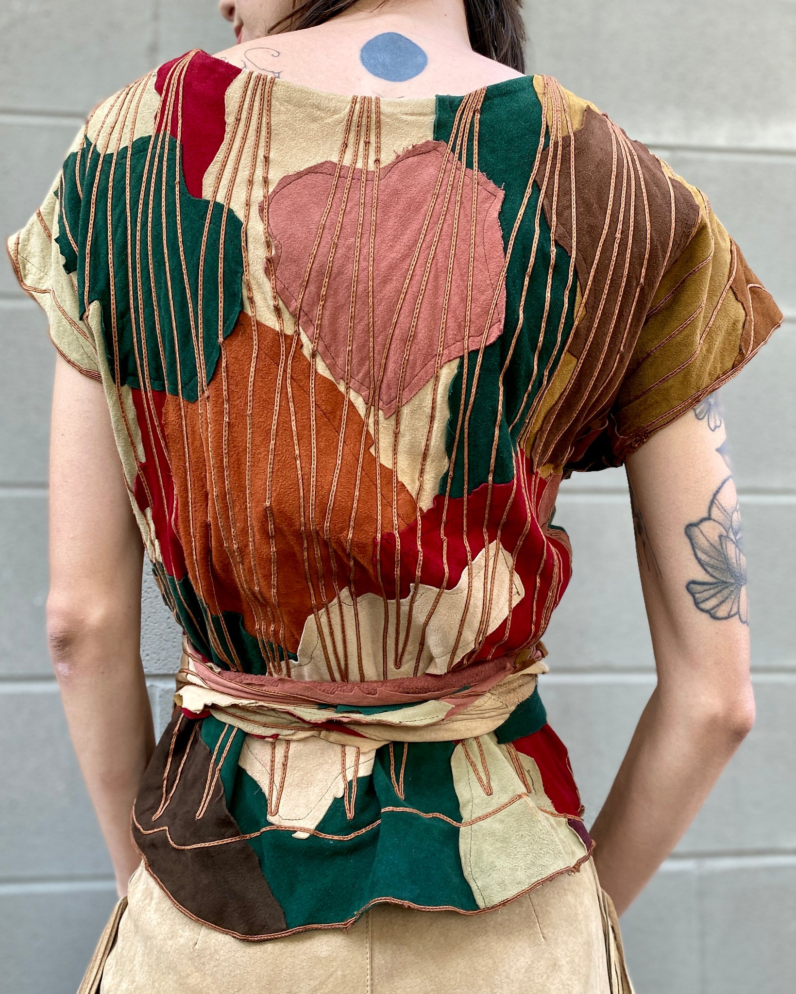 Colors Of The Wind Patchwork Leather Top