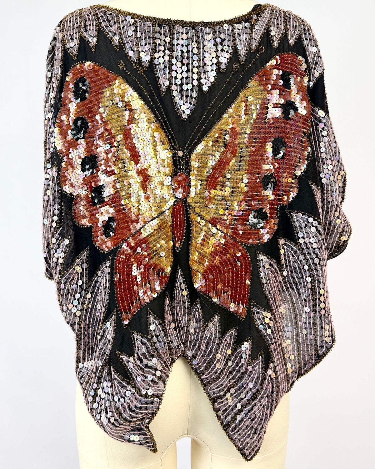Orange and Pink Butterfly Sequin Top
