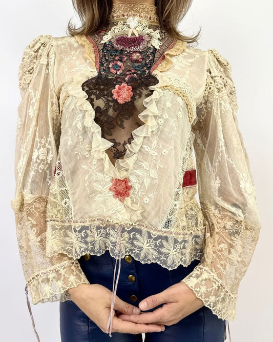 Love Overfloweth Embroidered Lace Blouse