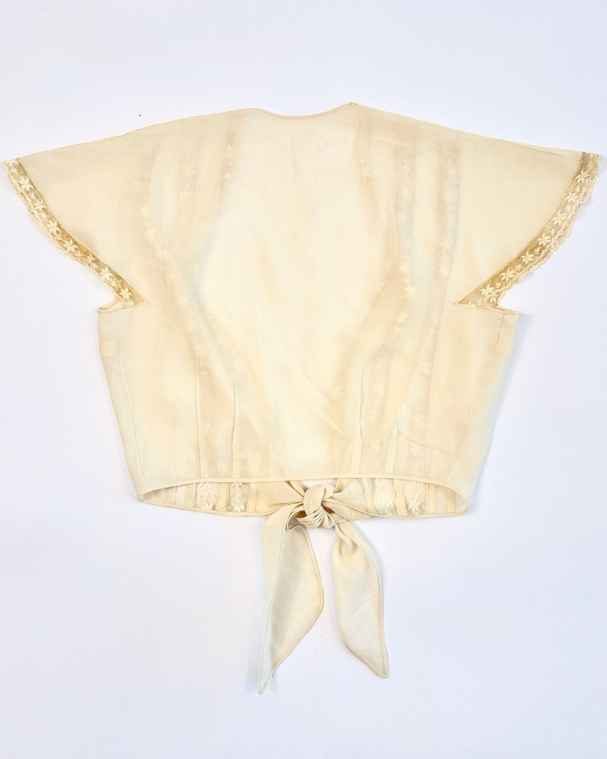 1930s Silk and Lace Tie Top