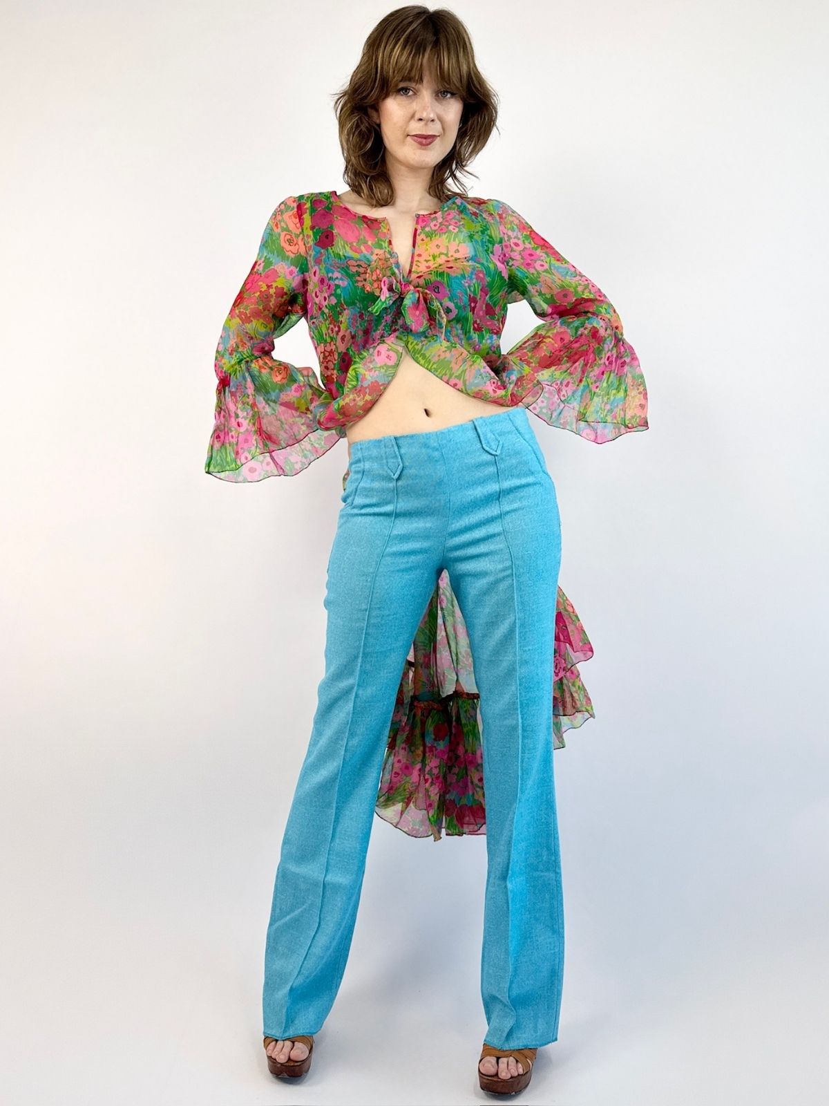 1950s Lasso Cool Pool Blue Western Pants