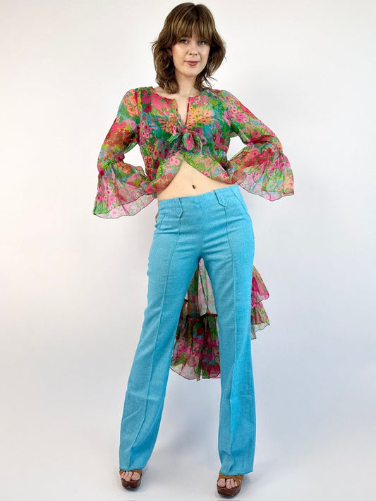 1950s Lasso Cool Pool Blue Western Pants