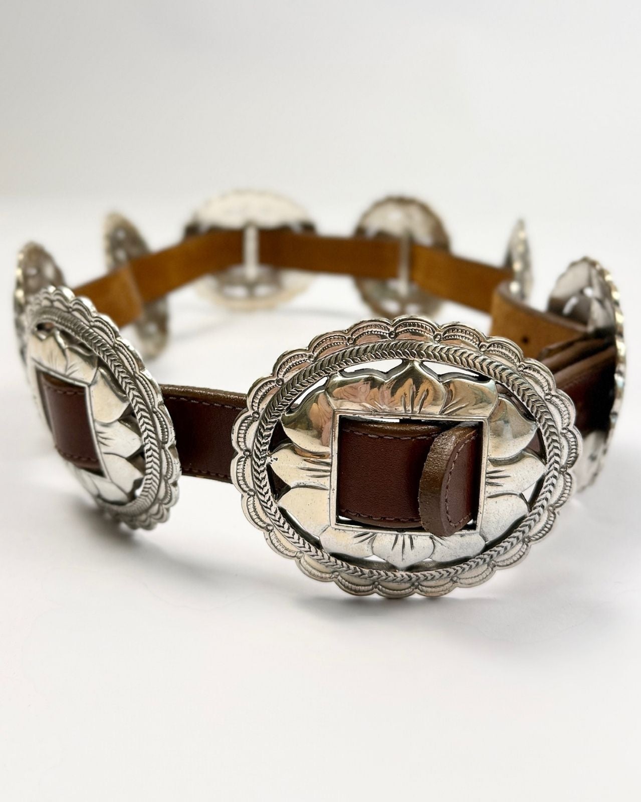 Brighton Brown Leather Concho Belt