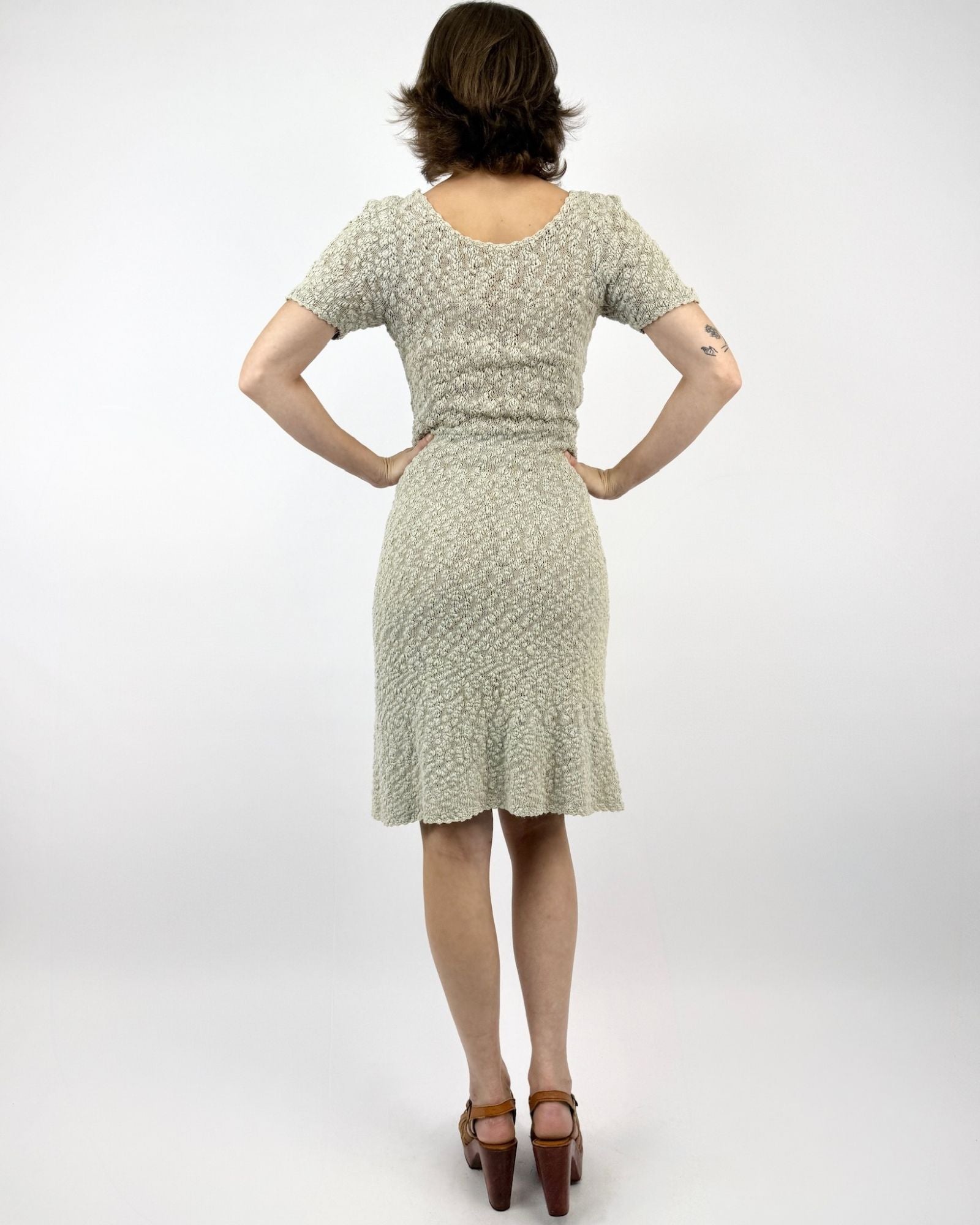 1930s Mint To Be Embroidered Knit Dress