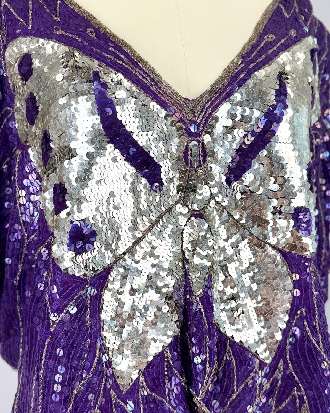 Purple and Silver Sequin Butterfly Blouse