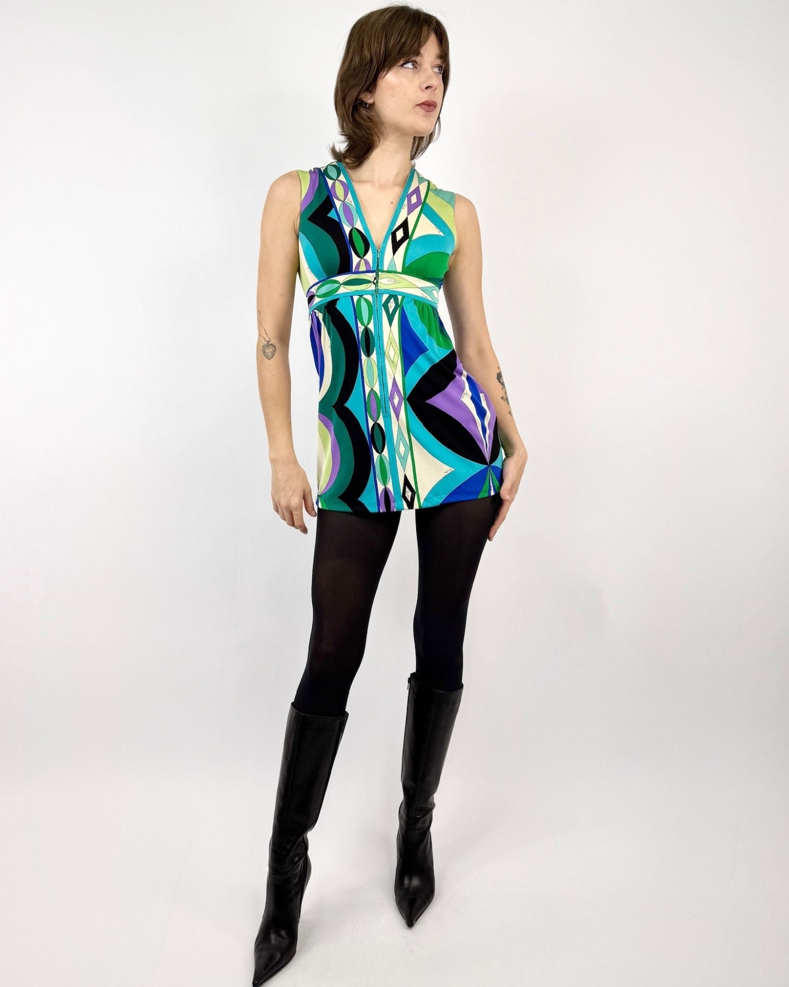 Emilio Pucci 60s Teal Mini Dress