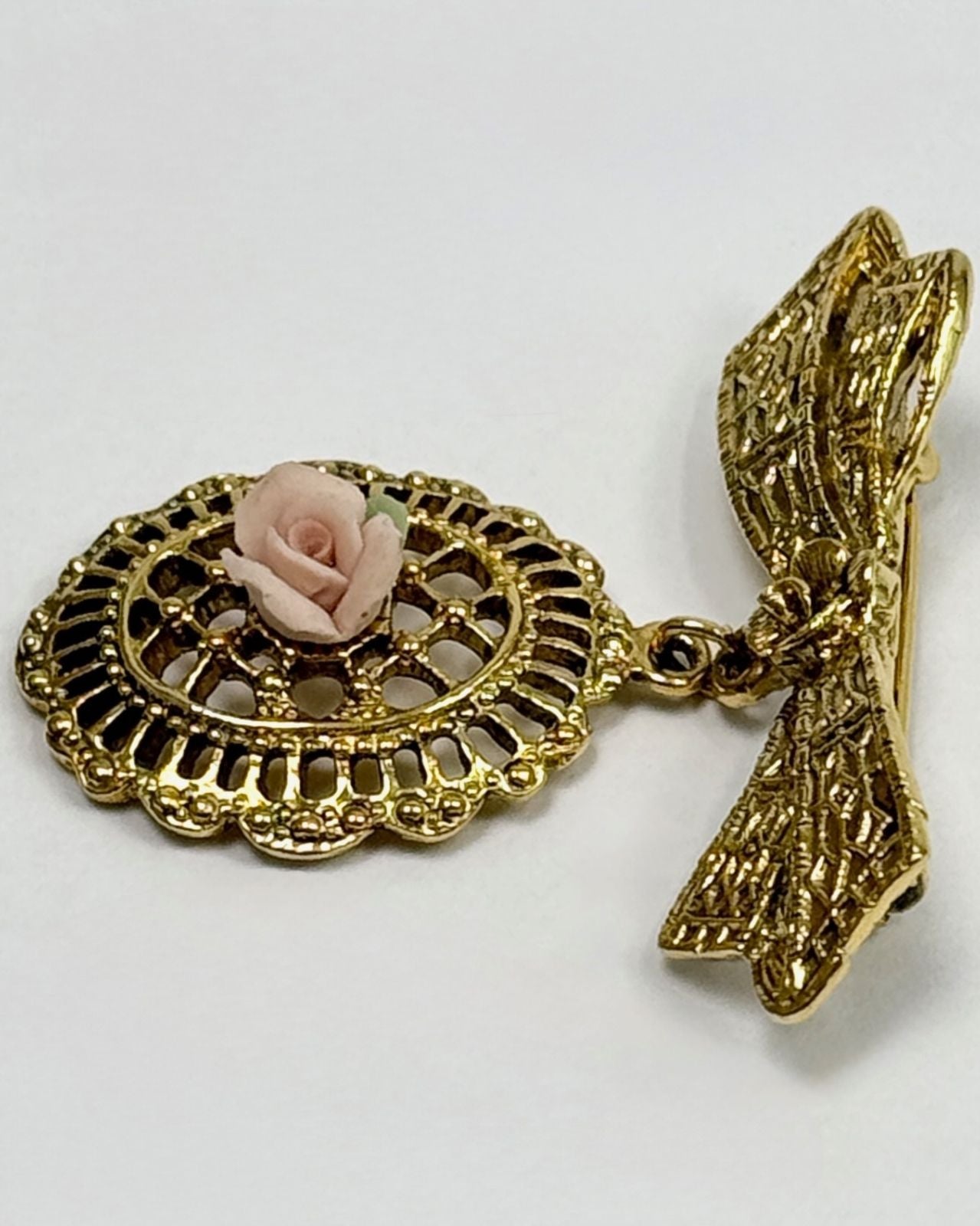 Bow and Flower Lace Brooch