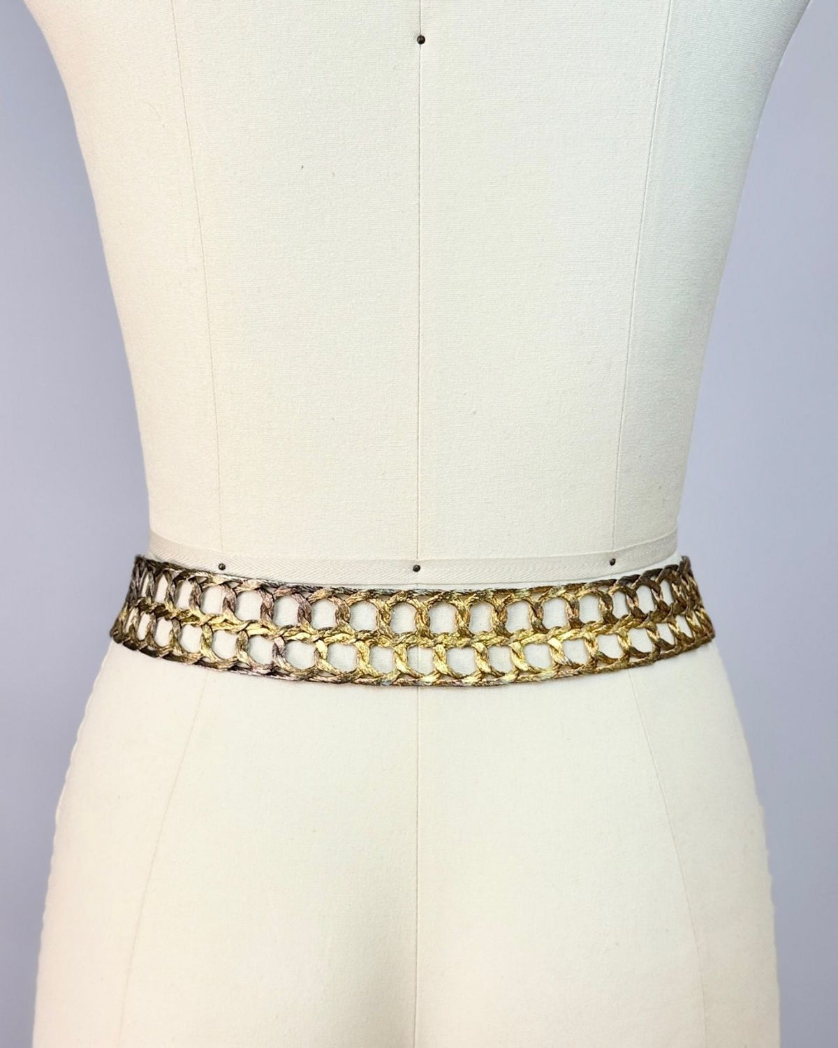 Woven Golden Metallic Waist Belt