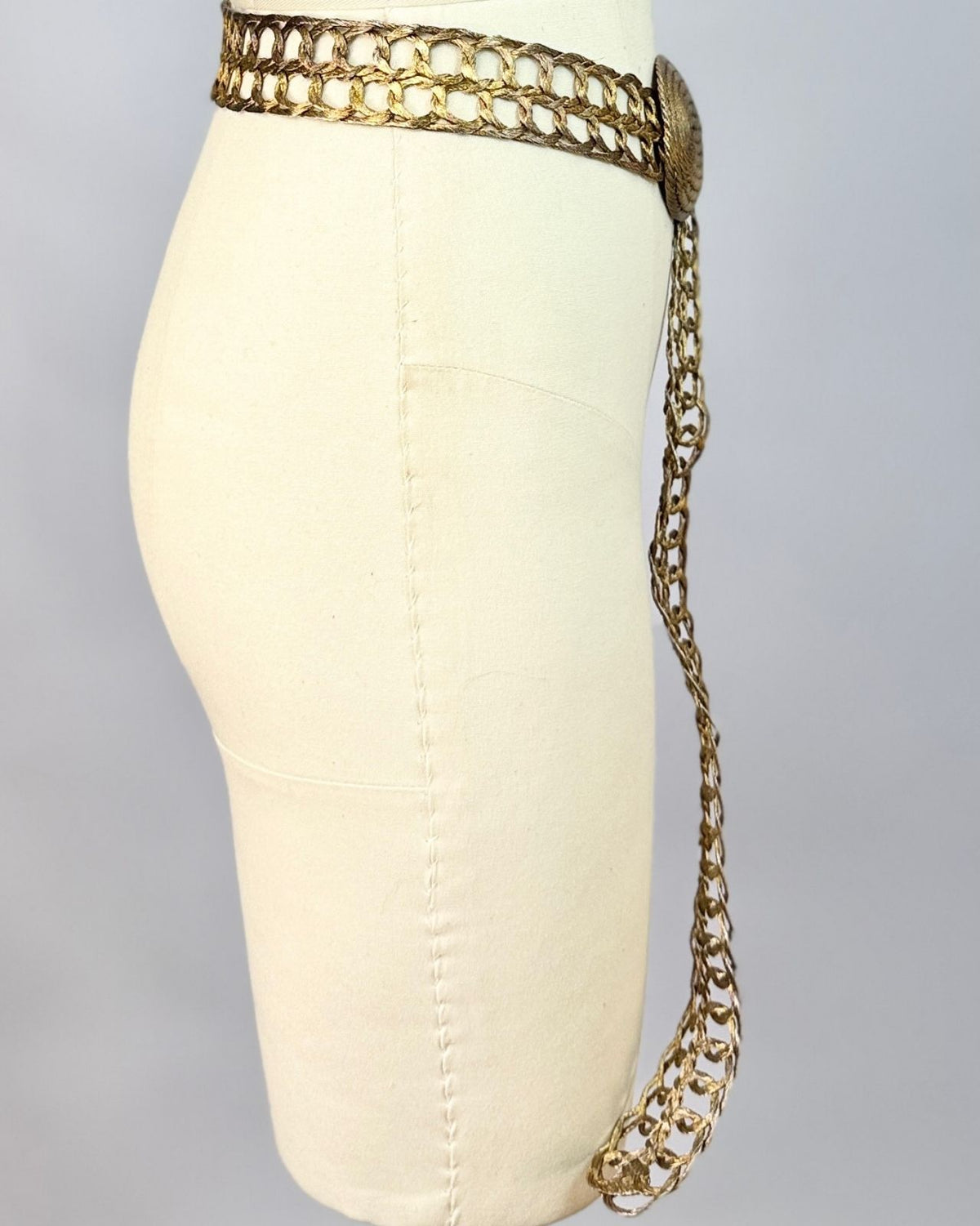 Woven Golden Metallic Waist Belt