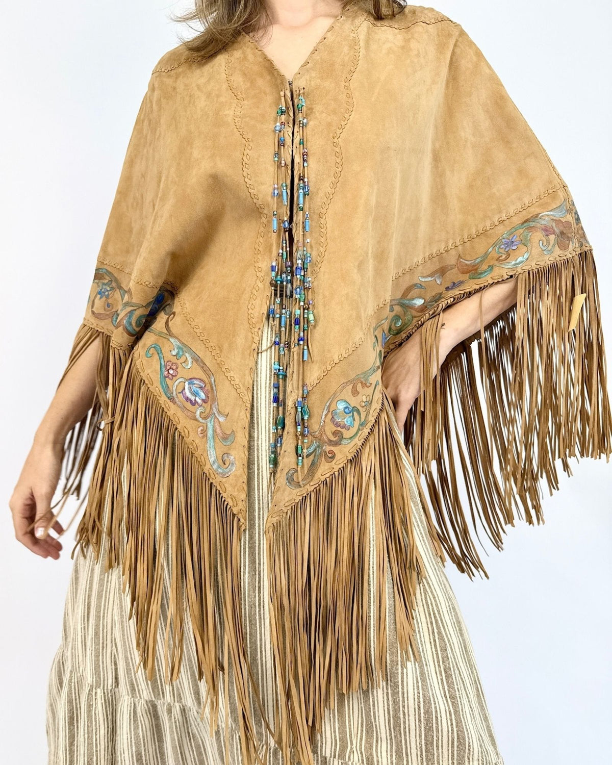 Gossamer Wings Luminous Blooms Suede Poncho