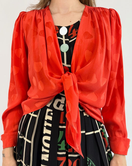 YSL Heart On My Sleeve Silk Blouse