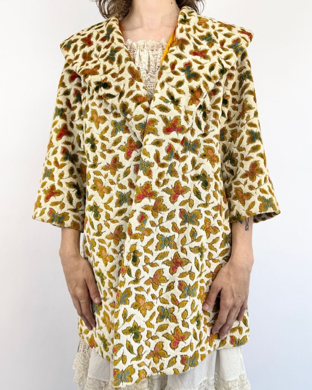 60s Taking Flight Butterfly Brocade Coat