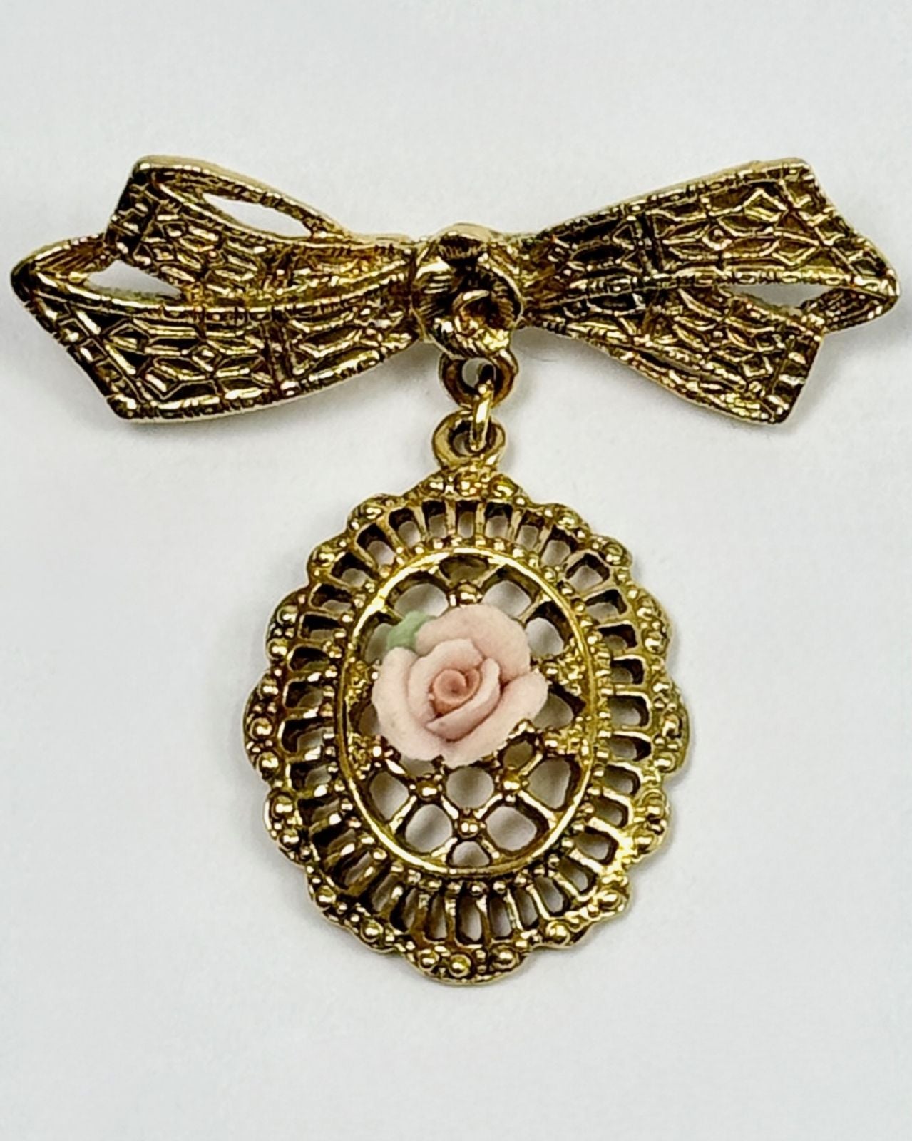 Bow and Flower Lace Brooch