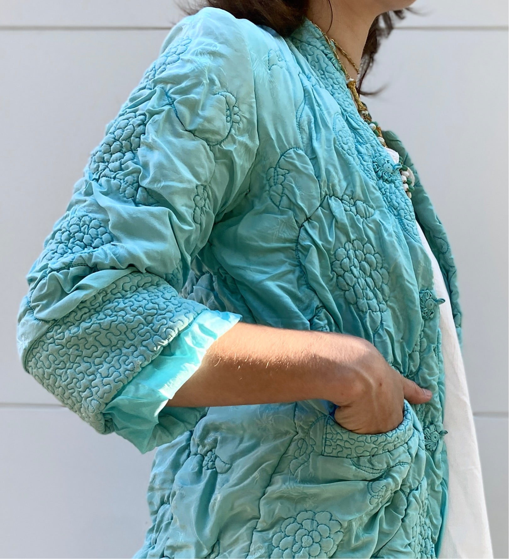 Mint Majesty Silk Quilted Jacket