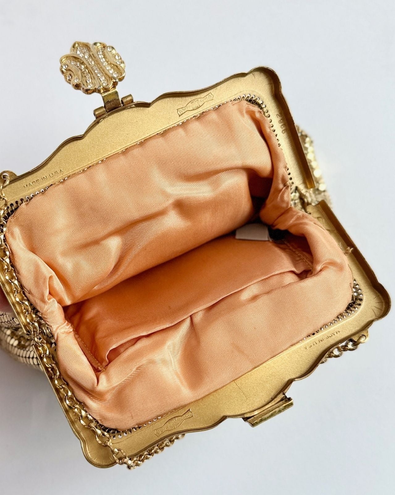 Whiting and Davis Rhinestone Trim Mesh Bag